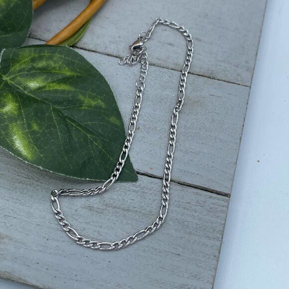 Stainless Steel 3 mm Figaro Anklet Ankle Bracelet - Picture 2 of 3